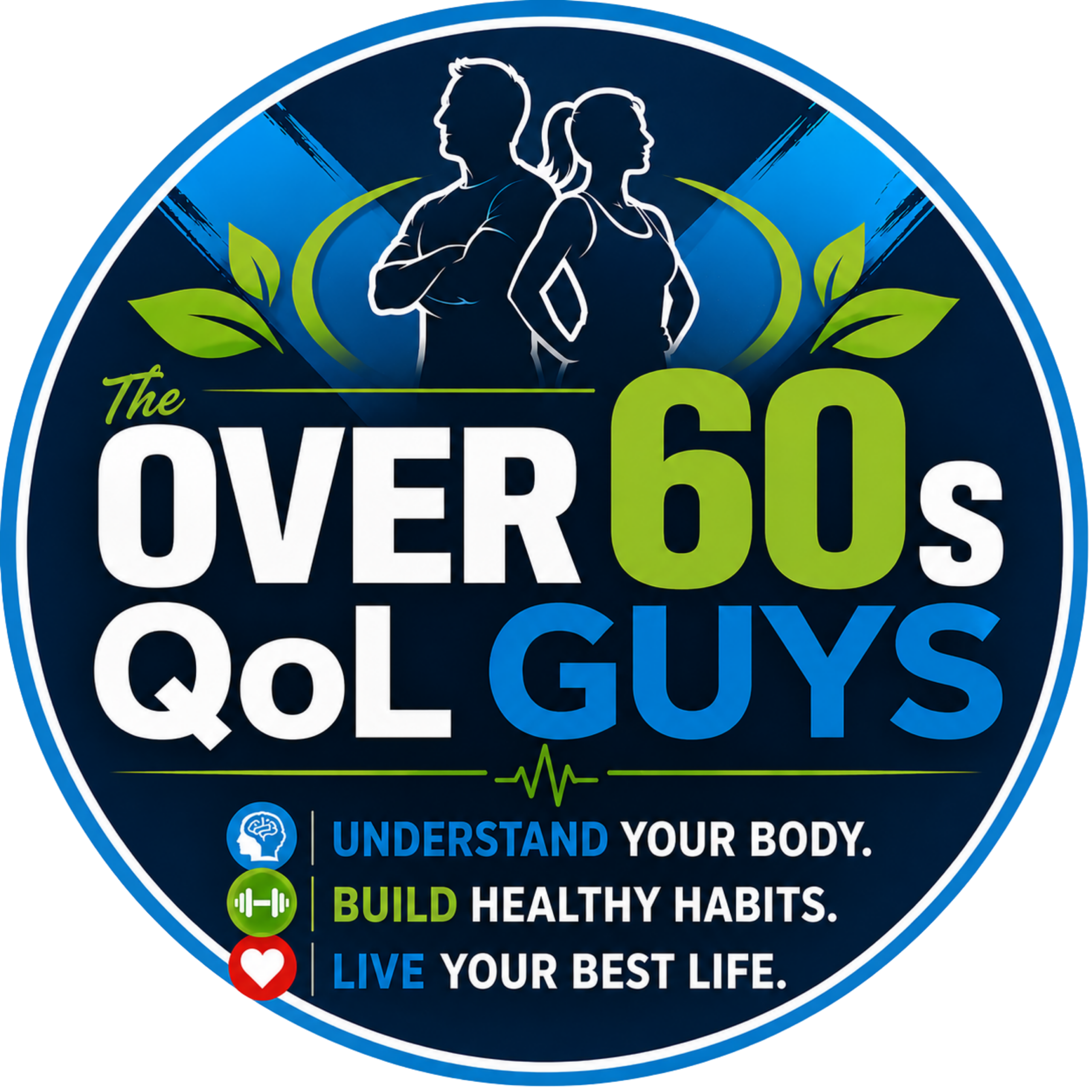 The OVER 60s QoL Guys round logo
